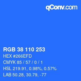 Color code: RGB 38 110 253 | qconv.com