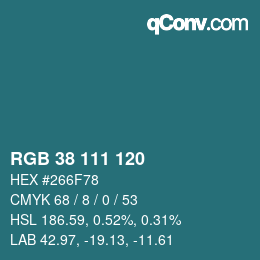 颜色代码: RGB 38 111 120 | qconv.com