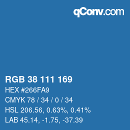 颜色代码: RGB 38 111 169 | qconv.com