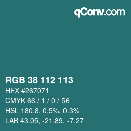 Farbcode: RGB 38 112 113 | qconv.com