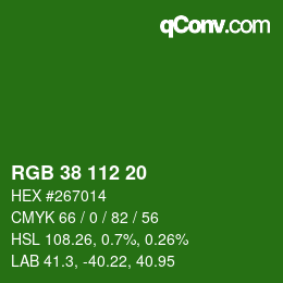 Color code: RGB 38 112 20 | qconv.com