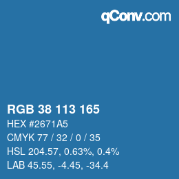 Color code: RGB 38 113 165 | qconv.com