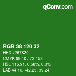 Color code: RGB 38 120 32 | qconv.com