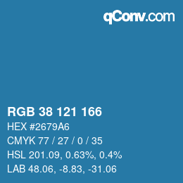 颜色代码: RGB 38 121 166 | qconv.com