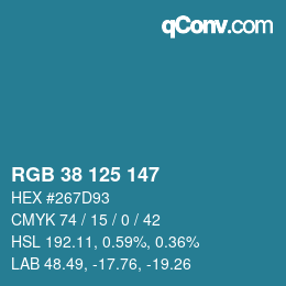 Color code: RGB 38 125 147 | qconv.com
