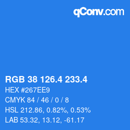 カラーコード: RGB 38 126.4 233.4 | qconv.com