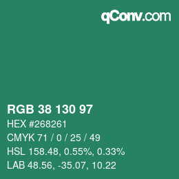 Color code: RGB 38 130 97 | qconv.com