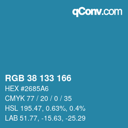 Color code: RGB 38 133 166 | qconv.com