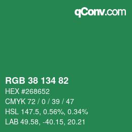 Color code: RGB 38 134 82 | qconv.com