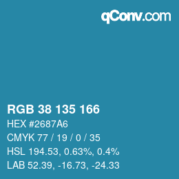 Color code: RGB 38 135 166 | qconv.com