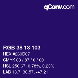 カラーコード: RGB 38 13 103 | qconv.com