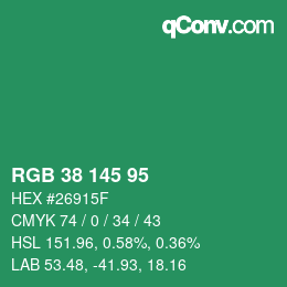 カラーコード: RGB 38 145 95 | qconv.com