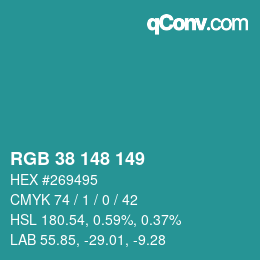 Farbcode: RGB 38 148 149 | qconv.com
