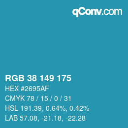 颜色代码: RGB 38 149 175 | qconv.com