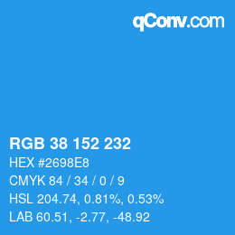 Color code: RGB 38 152 232 | qconv.com