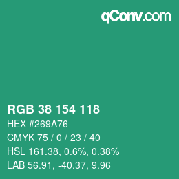 Color code: RGB 38 154 118 | qconv.com
