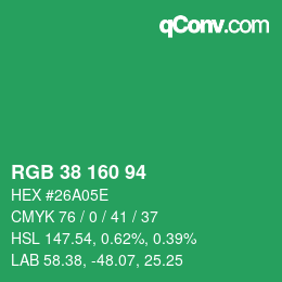 Color code: RGB 38 160 94 | qconv.com
