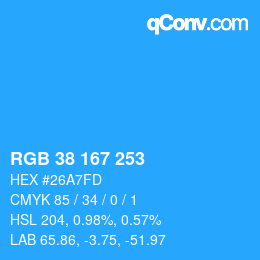 Color code: RGB 38 167 253 | qconv.com