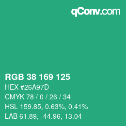 Color code: RGB 38 169 125 | qconv.com