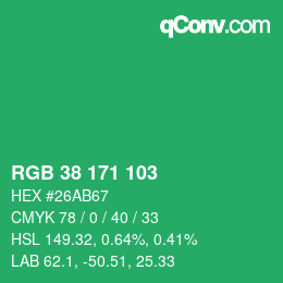 Color code: RGB 38 171 103 | qconv.com