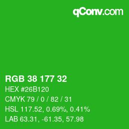 Color code: RGB 38 177 32 | qconv.com
