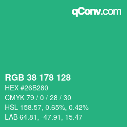 Color code: RGB 38 178 128 | qconv.com