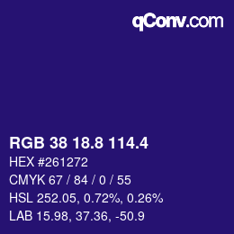 カラーコード: RGB 38 18.8 114.4 | qconv.com