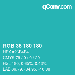 Color code: RGB 38 180 180 | qconv.com
