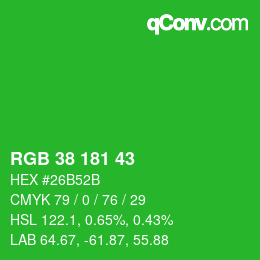 颜色代码: RGB 38 181 43 | qconv.com