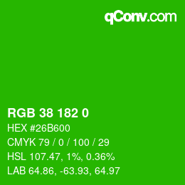 Farbcode: RGB 38 182 0 | qconv.com