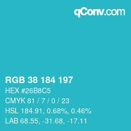 Color code: RGB 38 184 197 | qconv.com