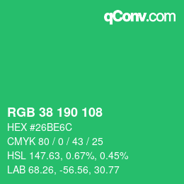 カラーコード: RGB 38 190 108 | qconv.com