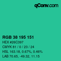 Color code: RGB 38 195 151 | qconv.com