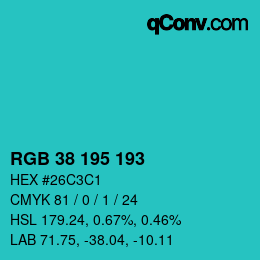 Color code: RGB 38 195 193 | qconv.com