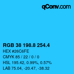 カラーコード: RGB 38 198.8 254.4 | qconv.com