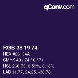 カラーコード: RGB 38 19 74 | qconv.com