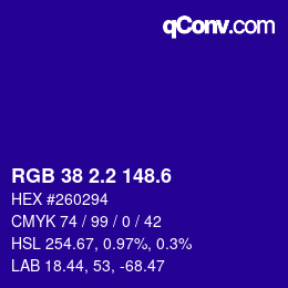 カラーコード: RGB 38 2.2 148.6 | qconv.com