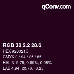 カラーコード: RGB 38 2.2 28.6 | qconv.com