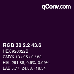 カラーコード: RGB 38 2.2 43.6 | qconv.com