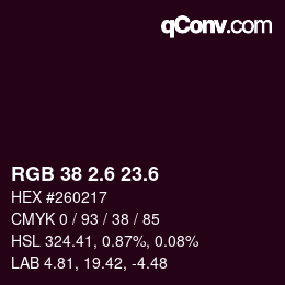 カラーコード: RGB 38 2.6 23.6 | qconv.com