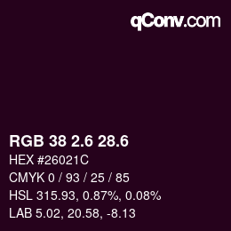 カラーコード: RGB 38 2.6 28.6 | qconv.com
