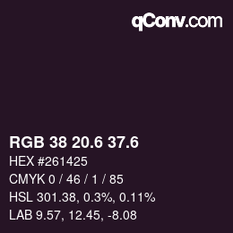 カラーコード: RGB 38 20.6 37.6 | qconv.com