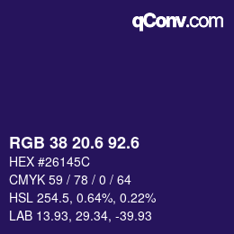 カラーコード: RGB 38 20.6 92.6 | qconv.com