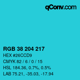 颜色代码: RGB 38 204 217 | qconv.com