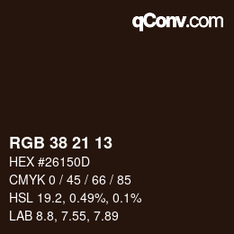 颜色代码: RGB 38 21 13 | qconv.com