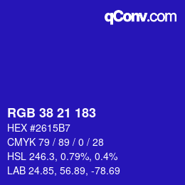 颜色代码: RGB 38 21 183 | qconv.com