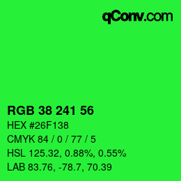 Color code: RGB 38 241 56 | qconv.com