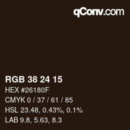 Color code: RGB 38 24 15 | qconv.com
