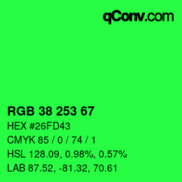 Color code: RGB 38 253 67 | qconv.com