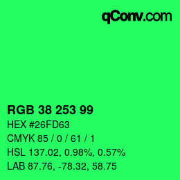 Color code: RGB 38 253 99 | qconv.com